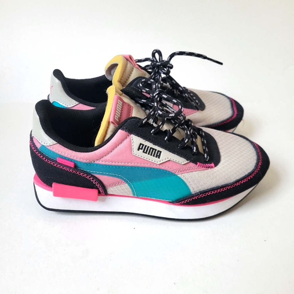 Puma FUTURE RIDER CITY Big Kids SIZE 4.5C Grey/Blue/Pink 373147-03 Casual Shoes
